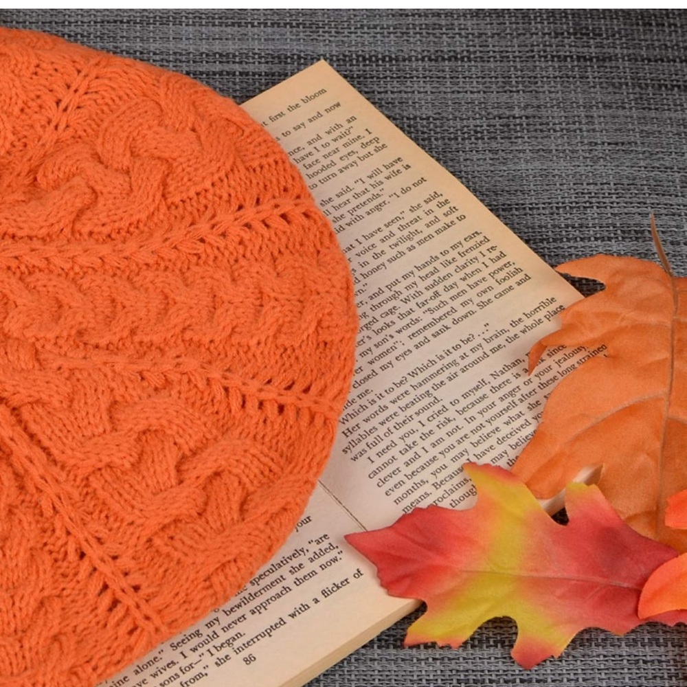 Orange Soft Beanie, Chic, and Lightweight Crochet Knitted Style Beani… - Picture 4 of 4